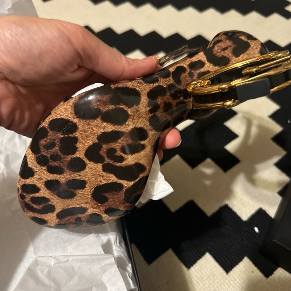 Dolce Gabbana Keira Baroque Logo Leopard Print Heels 37 - Picture 11 of 13